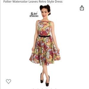 Folter Retrolicious Floral watercolor leaves dress